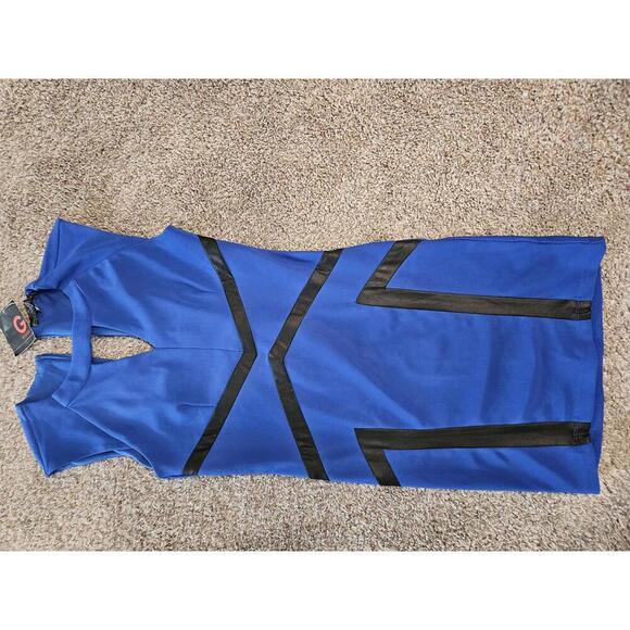 Nwt Guess Blue Bodycon Dress with Black Accents - XS - Picture 1 of 7